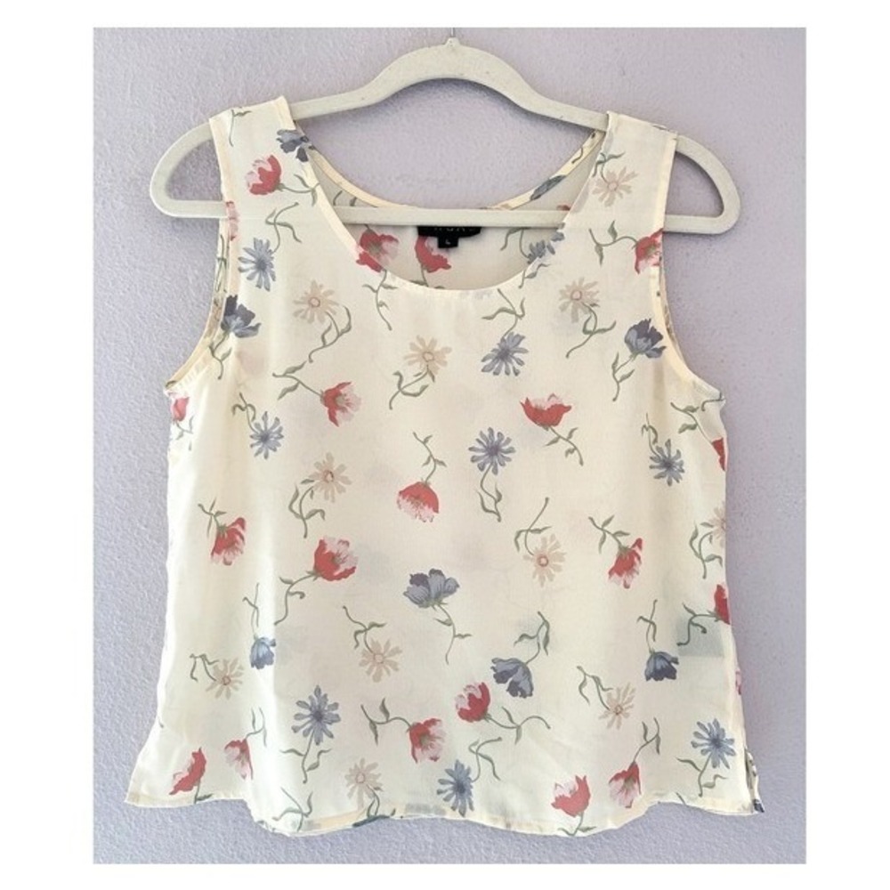 VTG Y2K Thomo Floral Tank Top Fairycore Whimsy Romantic Size Large